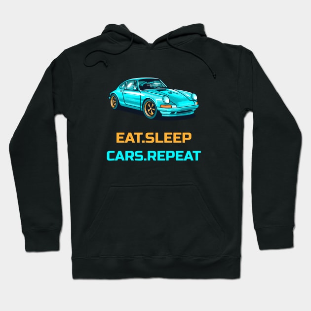Eat Sleep Cars Repeat Porsche 911 Gulf Car Hoodie by Carsncoolstuff